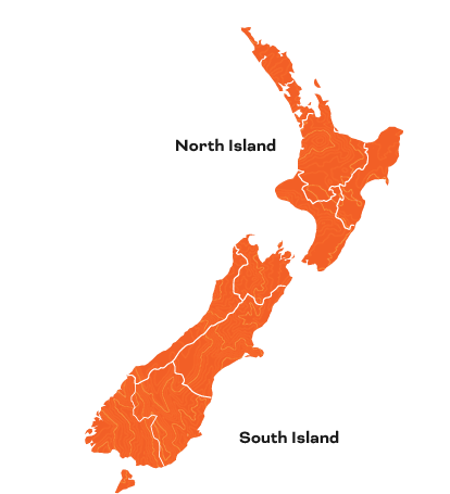 Regional map of New Zealand