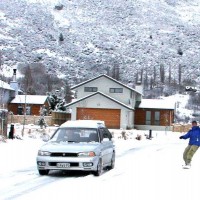 Taking advantage of the huge snow fall in the streets of Queenstown!