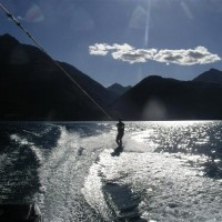 Cal wakeboarding in Queenstown